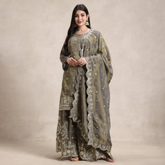 pure shimmer gotta patti with mirror work shirt