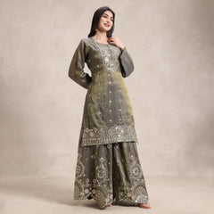 La Radi wedding guest shimmer suit with mirror and gotta patti detai