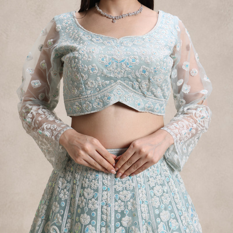 La Radi | Soft Net Lehenga Choli | Embroidered Intricate Beads Work