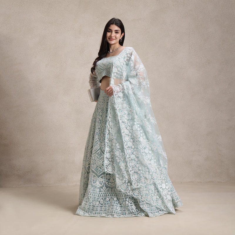 La Radi | Soft Net Lehenga Choli | Embroidered Intricate Beads Work