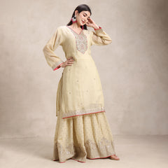 La Radi skirt coding work shimmer suit flare detail