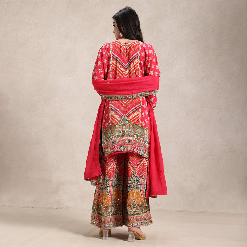 La Radi | Crepe Printed Shirt & Plazo | Gotta Work, Chiffon Dupatta
