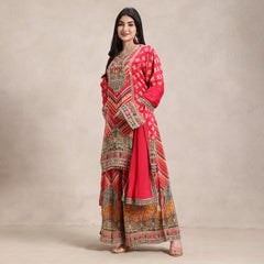 La Radi | Crepe Printed Shirt & Plazo | Gotta Work, Chiffon Dupatta