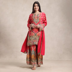 La Radi | Crepe Printed Shirt & Plazo | Gotta Work, Chiffon Dupatta
