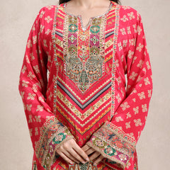 La Radi printed crepe shirt and plazo hand work close‑up
