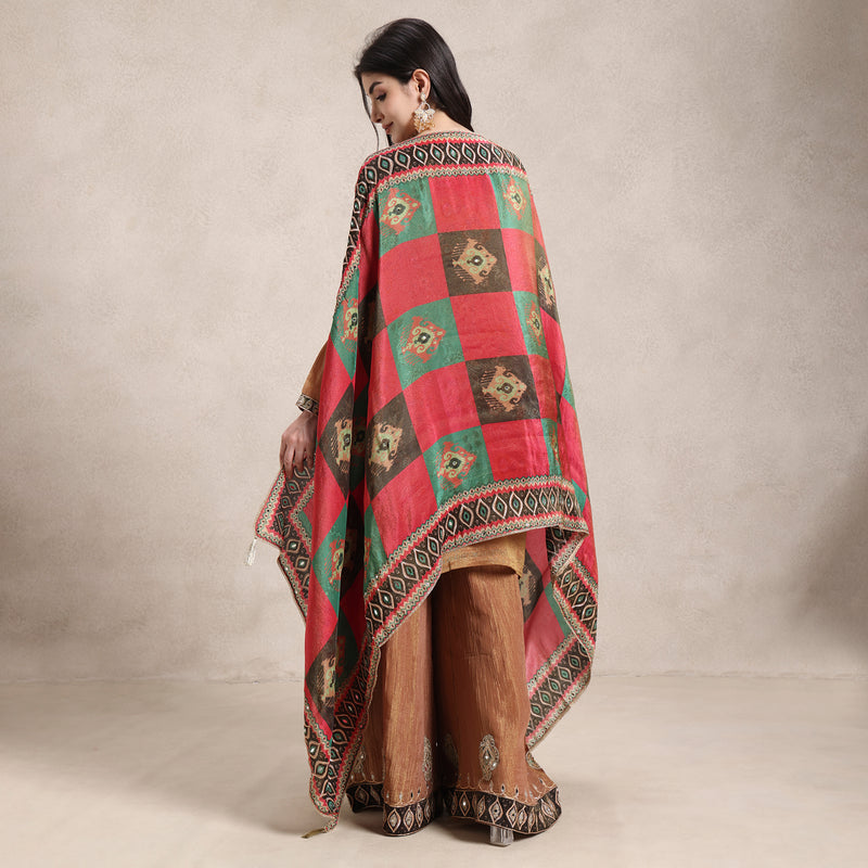 La Radi Shimmer Set | Coding, Hand & Gotta Work, Crepe Print Dupatta