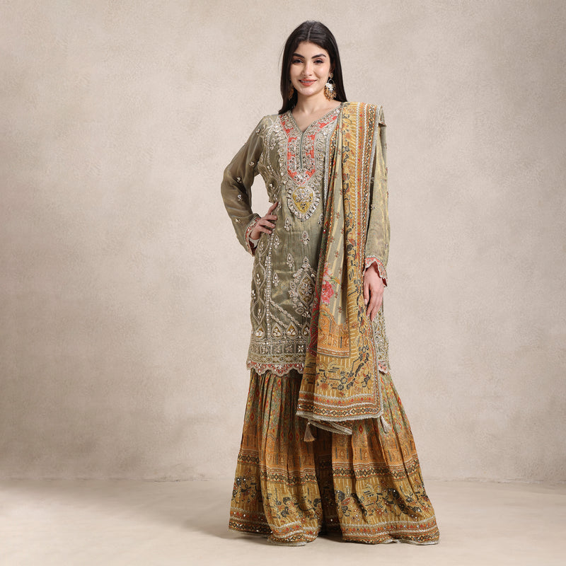 La Radi shimmer sharara suit with gotta patti work