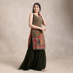 La Radi wedding guest georgette suit set with net dupatta side profile