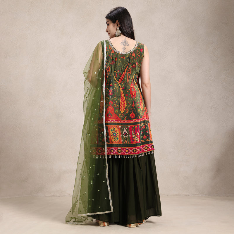 La Radi | wedding guest georgette suit set with net dupatta – position print