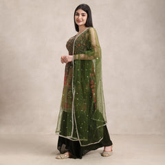 La Radi | wedding guest georgette suit set with net dupatta – position print