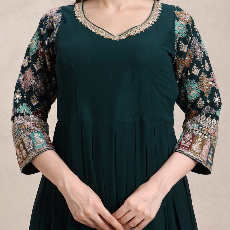 La Radi | Georgette Anarkali | Multi Embroidery, Net Dupatta