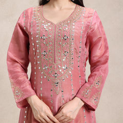 designer shimmer Anarkali with mirror handwork