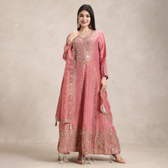 mirror with gotta work Anarkali neckline and yoke detail
