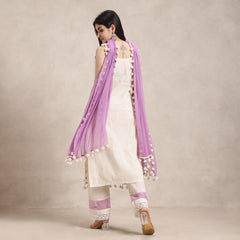 La Radi | Lawn Cotton Pom Pom Suit | Chiffon Pom Pom Dupatta Lavender