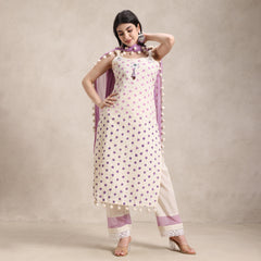 La Radi | Lawn Cotton Pom Pom Suit | Chiffon Pom Pom Dupatta Lavender