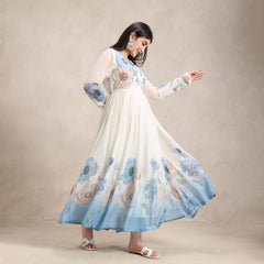  lightweight chiffon anarkali with printed dupatta and breathable cotton pant
