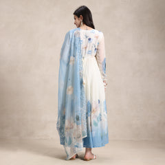 La Radi | Chiffon Digital Print Anarkali | Hand Embroidery, Cotton Pant