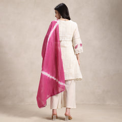 La Radi | Chiffon Net Printed Co‑ord 3‑Pc | Pearl Work Cotton Dupatta