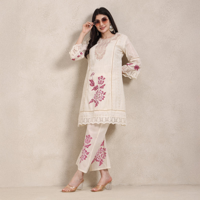 lightweight chiffon net co‑ord with mirror work close‑up