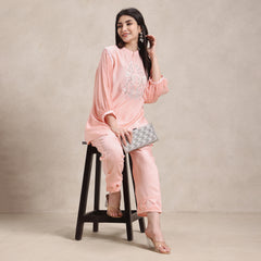 La Radi women’s chinon co‑ord with sheer chiffon sleeve detail close‑up