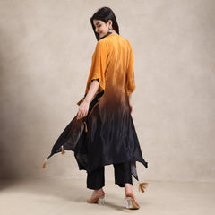 La Radi | Pure Crepe Double Shaded Kaftan | Hand & Mirror Work