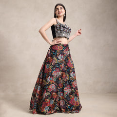 La Radi | Georgette Digital Print Lehenga | Hand Work Choli