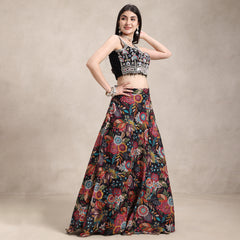 La Radi | Georgette Digital Print Lehenga | Hand Work Choli