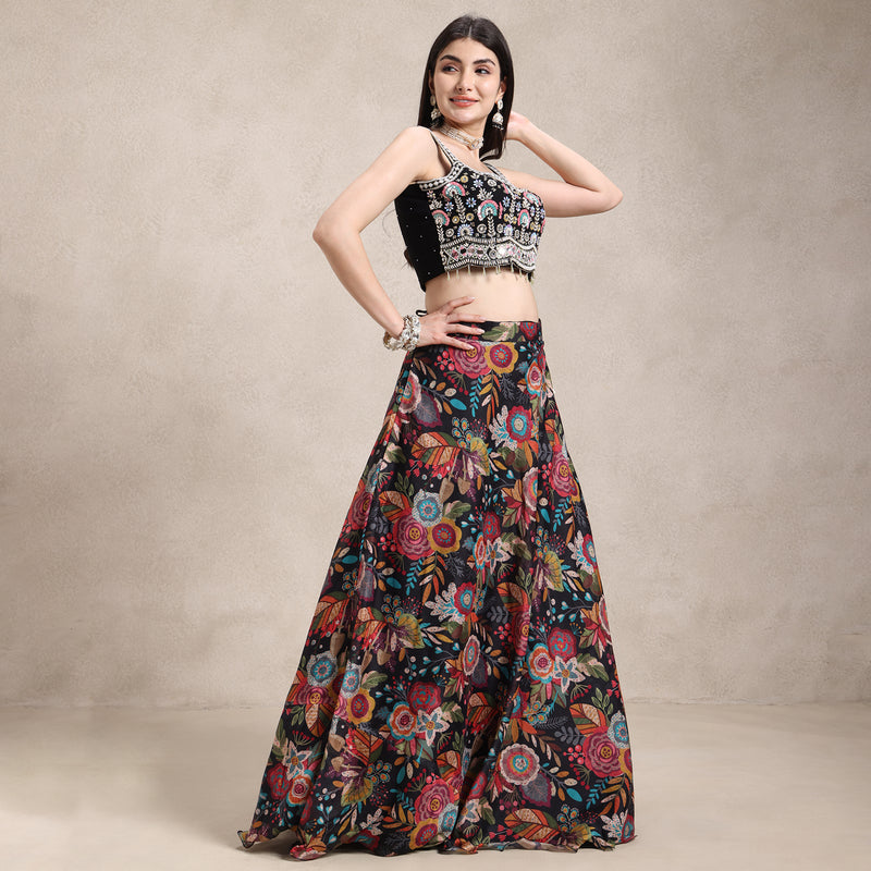La Radi | Georgette Digital Print Lehenga | Hand Work Choli