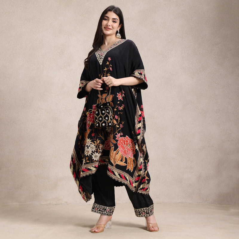 designer peplum kaftan top with cigarette pants La Radi