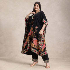 party wear crepe kaftan pant set with gota lace edging