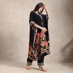 v‑neck printed kaftan co‑ord set for mehendi and Diwali